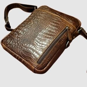 🆕️Jack George"s Voyager Crossbody Bag Hornback Croco Collection,brown